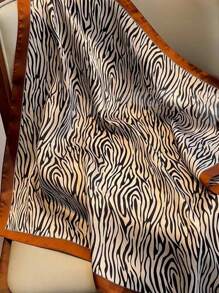 1条春季花卉印花方巾，27.5英寸，多功能薄丝触感头巾/发带/颈巾，适合日常、秋冬季、海滩、假日等场合佩戴。 - 咖啡棕 - 查看 3