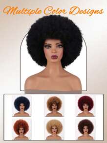Tóc giả Afro cho phụ nữ Tóc giả tổng hợp xoăn xoăn màu nâu sẫm 10-12 inch Tóc giả thập niên 70-80 Tóc giả bồng bềnh và mềm mại tự nhiên cho trang phục hóa trang dự tiệc hàng ngày - Màu nâu tối - Xem 11