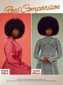 Tóc giả Afro cho phụ nữ Tóc giả tổng hợp xoăn xoăn màu nâu sẫm 10-12 inch Tóc giả thập niên 70-80 Tóc giả bồng bềnh và mềm mại tự nhiên cho trang phục hóa trang dự tiệc hàng ngày - Màu nâu tối - Xem 8