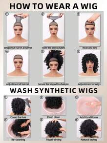 Tóc giả Afro cho phụ nữ Tóc giả tổng hợp xoăn xoăn màu nâu sẫm 10-12 inch Tóc giả thập niên 70-80 Tóc giả bồng bềnh và mềm mại tự nhiên cho trang phục hóa trang dự tiệc hàng ngày - Màu nâu tối - Xem 12