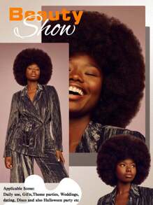 Tóc giả Afro cho phụ nữ Tóc giả tổng hợp xoăn xoăn màu nâu sẫm 10-12 inch Tóc giả thập niên 70-80 Tóc giả bồng bềnh và mềm mại tự nhiên cho trang phục hóa trang dự tiệc hàng ngày - Màu nâu tối - Xem 9