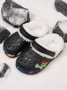 Autumn Winter Casual Comfortable Household Outdoor Children Thermal Lined Breathable Clogs, Unisex, For Christmas