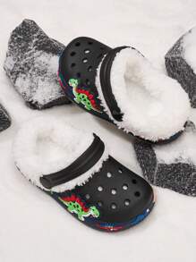 Autumn Winter Casual Comfortable Household Outdoor Children Thermal Lined Breathable Clogs, Unisex, For Christmas