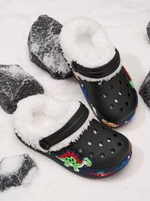 Autumn Winter Casual Comfortable Household Outdoor Children Thermal Lined Breathable Clogs, Unisex, For Christmas