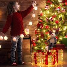 3 cái/bộ hộp quà trang trí đèn LED Acrylic nhiều màu ấm áp, đồ trang trí Giáng sinh có đèn trước - ánh sáng ấm áp - Xem 7