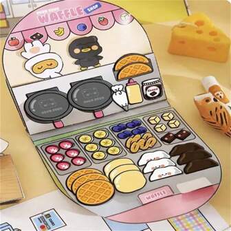 One Size Homemade Waffle Paper Toy Book For Quiet Book, Food Crafting, And Cute Paper Dolls With Materials For Decompression And Scrapbooking