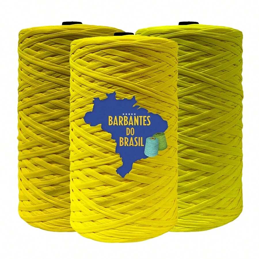 KIT 3 Brazilian Mesh Yarn Mesh Yarn 500g Each Excellent Quality With Elastane Mesh Yarn For Bags And Rugs 1.5kg - MÀU LƯỚI MÀU VÀNG - Xem 1