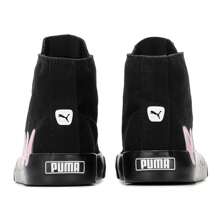 Puma 男女通用 Bari Mid Logo 高帮帆布鞋，休闲轻便日常鞋，387235-02 - 黑色-黑色-淺粉紅-白 - 查看 4