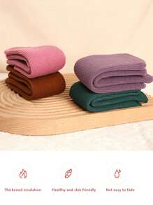 4 双儿童厚款保暖内衬纯色雪地袜，男女通用