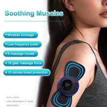 Nuevo parche de masaje con pantalla LCD, masajeador de cuello EMS, dispositivo de masaje eléctrico para cuello y espalda, estimulador muscular de pulso de 8 modos, portátil, capacidad de batería: 150mAh