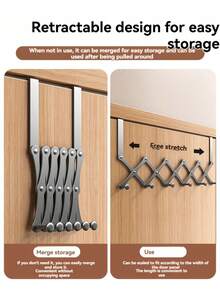 Over The Door Hanger, Over The Door Hooks For Hanging, Towel Racks For Bathroom Door With 6 Hooks Hanging Storage Shelves For Living Room, Bathroom, Bedroom, Kitchen, Etc - Multicolor - View 4