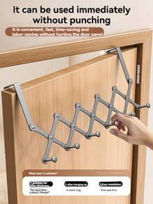 Over The Door Hanger, Over The Door Hooks For Hanging, Towel Racks For Bathroom Door With 6 Hooks Hanging Storage Shelves For Living Room, Bathroom, Bedroom, Kitchen, Etc - Multicolor - View 5