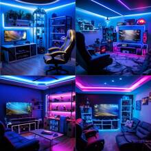 WIFI RGB LED灯条 5050 蓝牙 APP 控制 LED 柔性二极管装饰灯，适用于节日派对、电视、书桌、卧室等场合。 - 多色光 - 查看 8