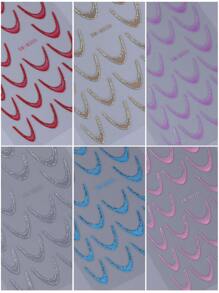 6 Colors Glitter Sparkles French Line Nail Stickers Gradient Colorful Design Gold Silver Pink Purple Blue Purple Self-Adhesive Stripe Line Decals Nails Art For DIY Manicure Decoration 6pcs/Set