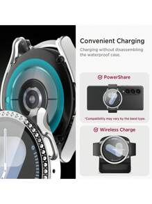 4 件装闪亮水钻保护壳，兼容三星 Galaxy Watch 4/5/6/7（40mm 和 44mm）。这款二合一保护壳采用防刮硬质 PC 边框和一体式高清钢化玻璃屏幕保护膜。专为女性设计，兼具时尚休闲外观和耐用运动性能，确保佩戴舒适和触控灵敏。4 色套装。 - 銀色+黑色+金色+玫瑰金 - 查看 6