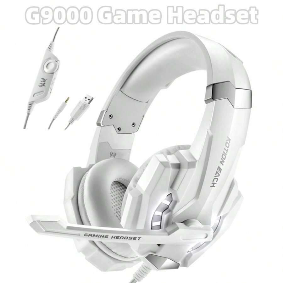 G9000 Stereo Gaming Headset For PS4 PC One For PS5 Controller, Noise Cancelling Over Ear Headphones With Mic, LED Light, Bass Surround, Soft Memory Earmuffs For Laptop NES Games - 銀白色 - 查看 1