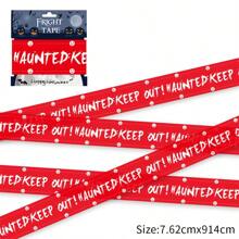 1pc-Mini Warning Tape Halloween Party Supplies Decoration Halloween Warning Line Layout Skull Warning Tape Disposable Warning Tape Suitable For Halloween Parties Zombie Parties Mysterious Murderers Equivalent 600cm * 8cm