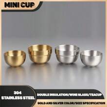 304 不锈钢烈酒杯，双层隔热小酒杯，迷你茶杯 - 彩色 - 查看 2