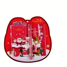 Christmas Decoration 1set 8pcs Christmas Themed Mechanical Pencil Student Stationery Gift Set, Wholesale Kindergarten Prizes,Back To School