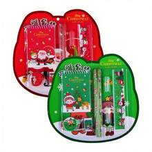 Christmas Decoration 1set 8pcs Christmas Themed Mechanical Pencil Student Stationery Gift Set, Wholesale Kindergarten Prizes,Back To School