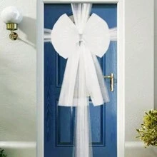 Set mit Türkranz und Girlande Deko, rote zweischichtige Schleifen Dekoration für Türrahmen, Party-Zubehör - Luxuriöser zweischichtiger Schleifen-Kranz mit 60*80 cm Schleife und 75*750 cm langem Tüllband, 6 Stück Pins zum einfachen Selbermachen, geeignet für Halloween, Unabhängigkeitstag und andere Feiertage, Outdoor-Partys und Veranstaltungen - Verschiedenfarbig - Übersicht 6