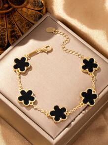 1 chiếc vòng tay trang trí hoa 5 cánh hai mặt theo phong cách dấu phẩy thanh lịch đa năng mới dành cho phụ nữ ngày lễ tình nhân - vòng tay hoa nhỏ - Xem 19