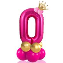 14 件桃红色气球柱套装，包括铝箔数字气球和乳胶气球，非常适合生日、周年纪念、毕业典礼、婚礼、情人节和母亲节装饰。圣诞节 - 玫紅色 - 查看 14