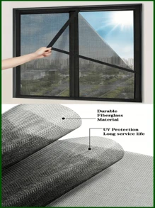 Uma tela de janela autoadesiva preta repelente de mosquitos, faça você mesmo, autoadesiva, respirável, resistente a arranhões de animais de estimação, resistente ao desgaste, a instalação é simples e conveniente