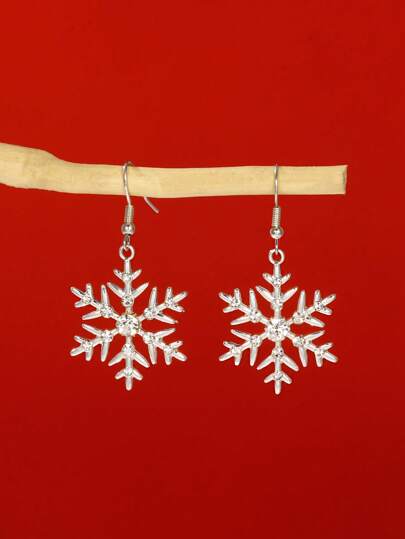 1pair Christmas Snowflake Pendant Earrings