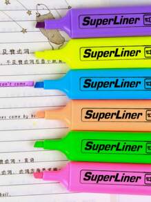 4 Stück/6 Stück bunte Leuchtstoff Textmarker, auffallende Markerstifte, farbige Textmarker mit schräger Spitze, Schulanfang