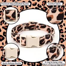 1pc Black & Brown Leopard Pattern Fashionable Pet Collar, Suitable For Small, Medium And Large Dogs, Soft Adjustable With Plastic Buckle, High-Quality For Boy, Girl And Puppy, Indoor & Outdoor Use