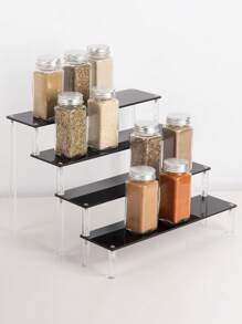 1 pieza Organizador de maquillaje escalonado de acrílico, estantes multinivel para exhibir perfumes, cuidado de la piel y cosméticos en la sala de estar, baño, dormitorio, decoración del hogar, para vacaciones en la playa, colección de baño, colección de dormitorio, gran capacidad