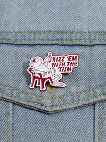 1 件青蛙“Rizz Em With The Tism”卡通徽章胸针，时尚珠宝适合男士和女士日常佩戴，装饰衣服、背包 - 動物 - 查看 6