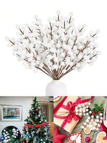 8 cái/4 cái-Cành quả mọng trắng nhân tạo phủ tuyết 8,9 inch Tuyết Giáng sinh màu đỏ xịt cành quả mọng Holly, cành quả mọng cành thông cành thông nhân tạo mini vòng hoa DIY phụ kiện cho tiệc cưới Giáng sinh, ngày lễ tình nhân, quà tặng - trắng - Xem 1