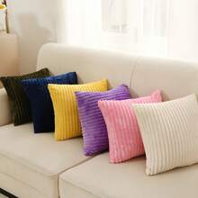 17x17inch Set Of 4 -Decorative Throw Pillow Covers , Soft Plush Flannel Double-Sided Fluffy Couch Pillow Covers For Sofa Living Room Home Decor - 淺藍色 - 查看 6