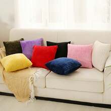 17x17inch Set Of 4 -Decorative Throw Pillow Covers , Soft Plush Flannel Double-Sided Fluffy Couch Pillow Covers For Sofa Living Room Home Decor - 淺藍色 - 查看 7