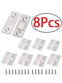 4pcs Ultra-thin Cabinet Door Magnets, Drawer Cabinet Door Magnetic Catch Adhesive Latch Lock, Kitchen Cupboard Door Magnetic Soft Catch Closer - Silver - View 12