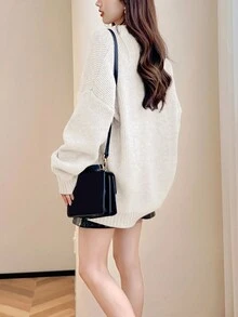 Women's Simple Elegant Knit Cardigan - Beige - View 2