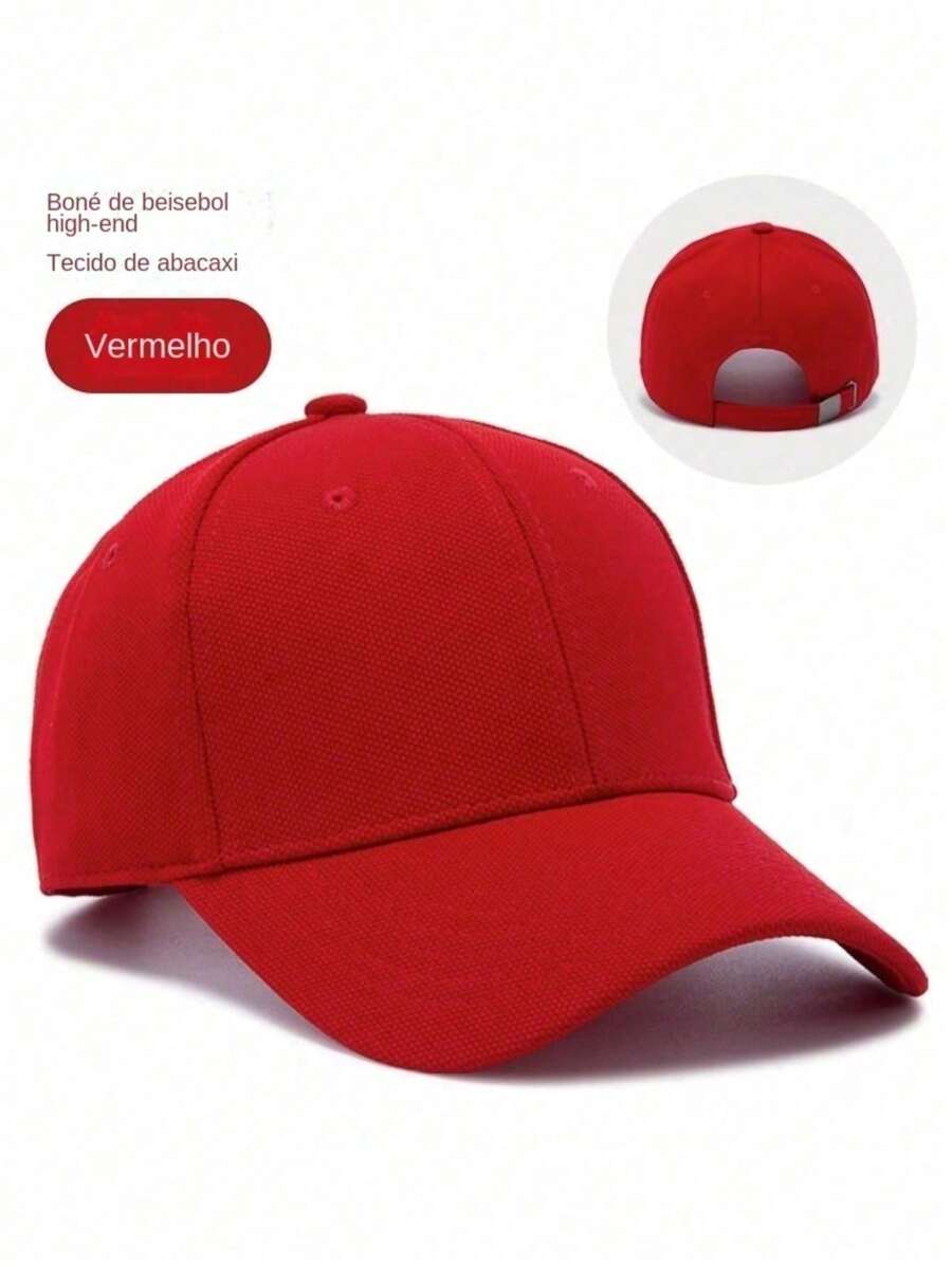 Unisex Men's Women's Basic Casual Plain Curved Brim Sports Cap With Adjustment - Đỏ - Xem 1