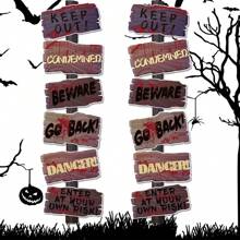 12PCS Halloween Decorations Yard Signs Props Outdoor Decor Scary Haunted House Door Decorations Cards,Christmas - Multicolor - View 2