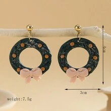 1 对手工制作聚合物粘土红色圣诞老人和拐杖糖可爱卡通耳环，圣诞主题 - 綜合圖 - 查看 11