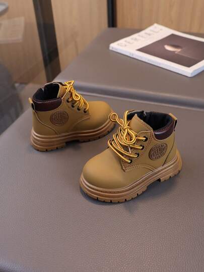 Botas de estilo británico Chelsea de moda para niños en otoño/invierno, botas con cremallera lateral para niños y botas de suela blanda para niñas