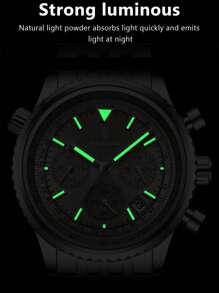 POEDAGAR 1件男士时尚石英表，不锈钢多功能日期计时防水夜光指针腕表，适合商务场合