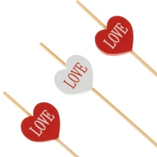 20 Bamboo Sticks Snack Heart Wood - CORAÇÃO LOVE - Xem 2