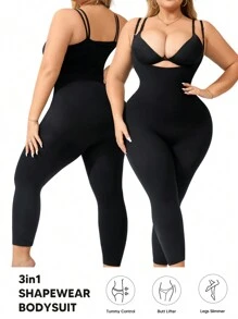 Women's Solid Perforated Minimalist Fitted Jumpsuit, Casual Everyday Wear - màu đen - Xem 3