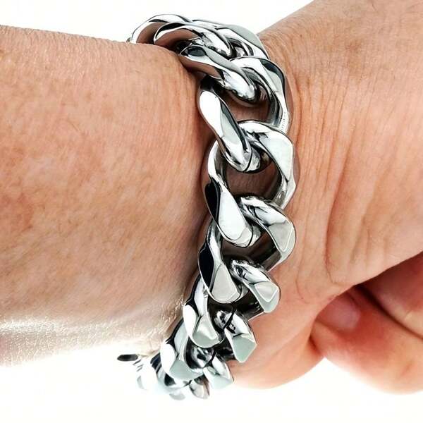 Brazalete de eslabones de acero de titanio premium para hombres
