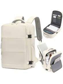 1pc Large Capacity Backpack With Shoe Compartment, Casual Backpack With Charging Port, Fit For Laptop, Hiking, Outdoor Sport, Students Big Bag Laptop Bag Carry On Backpack, Airline Approved Travel Essentials School Bag, Backpack For School, Back To School Backpack, School Bookbag, Big Backpack, Backpack School, Back To School Bags, Waterproof, Luggage Strap Design, Shoes Compartment, Lightweight, Portable, Outdoors, Travel, Outings