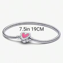 Elegant S925 Silver Red Heart Snake Bone Chain, Suitable For DIY Bracelet, Fashion Jewelry Gift For Women Birthday Valentines - Silver - View 7