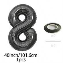 11 个 40 英寸聚酯铝箔黑色数字气球（约 101.6 厘米），配黑色、金色和银色乳胶气球，适合生日、周年纪念、毕业典礼和其他黑色主题场合的派对装饰，圣诞节 - 黑色 - 查看 18