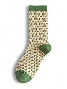 5 双女士多色个性丝袜，复古格子袜子，适合女性日常穿着休闲袜 - 彩色 - 查看 7